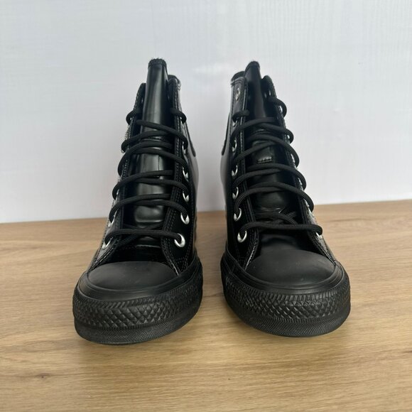 ✨Converse Chuck Taylor Wedge Platform Leather Sz 8.5 Women's Shoes Black A12827C - Picture 5 of 9